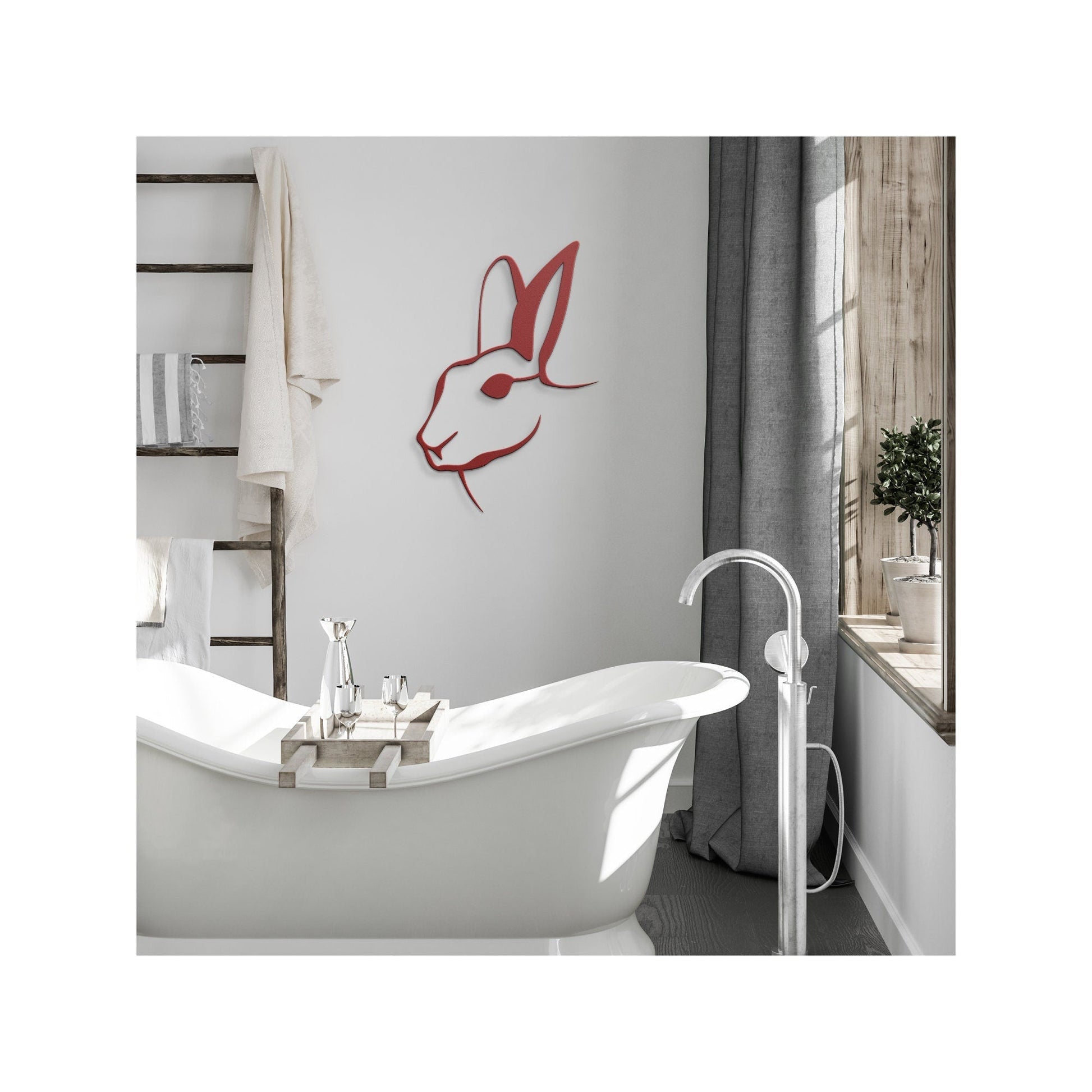 Rabbit Metal Sign, Rabbit Head Wall Decor, Farmhouse Rabbit Sign, Farm Animals Home Decor, Minimalist Rabbit Metal Art, Rabbit Lovers Gift