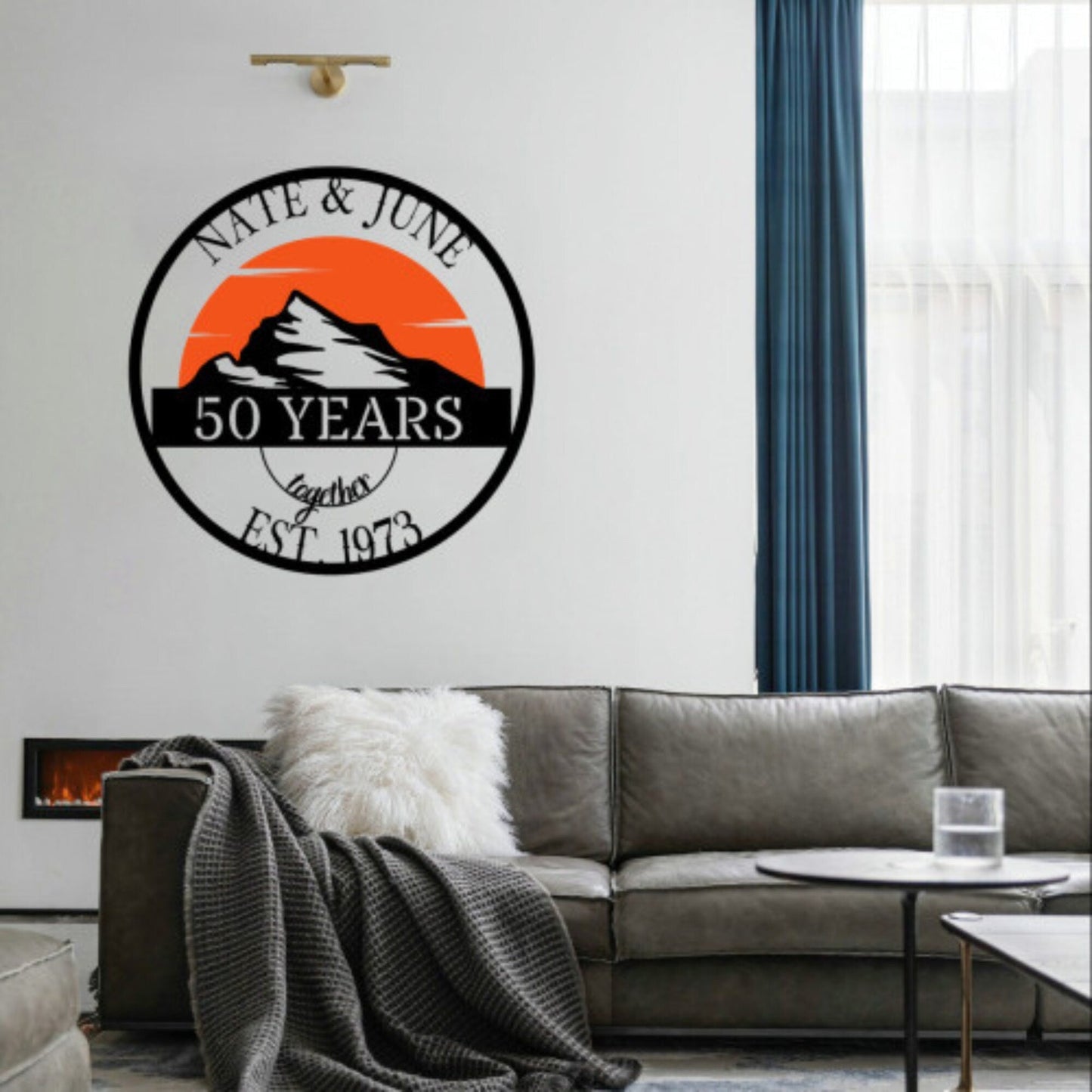 50th Anniversary Gift, Parents Anniversary, Golden Anniversary, 50 Year Anniversary Sign, Wedding Anniversary Metal Wall Art, Color Sign