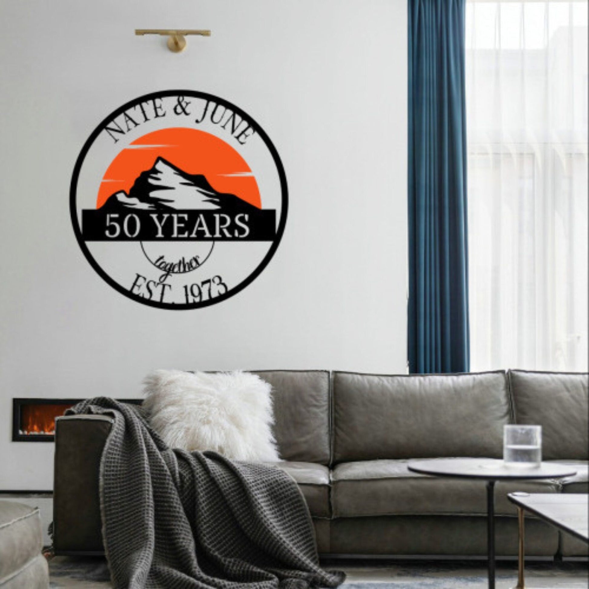 50th Anniversary Gift, Parents Anniversary, Golden Anniversary, 50 Year Anniversary Sign, Wedding Anniversary Metal Wall Art, Color Sign