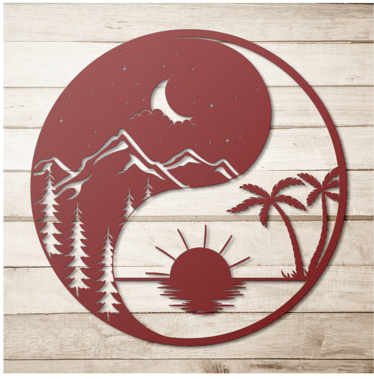 Sun And Moon Metal Sign, Ying Yang Metal Wall Art, Metal Sun And Moon Decor, Sun and Moon Wall Art, Housewarming Gift, Day and Night Sign