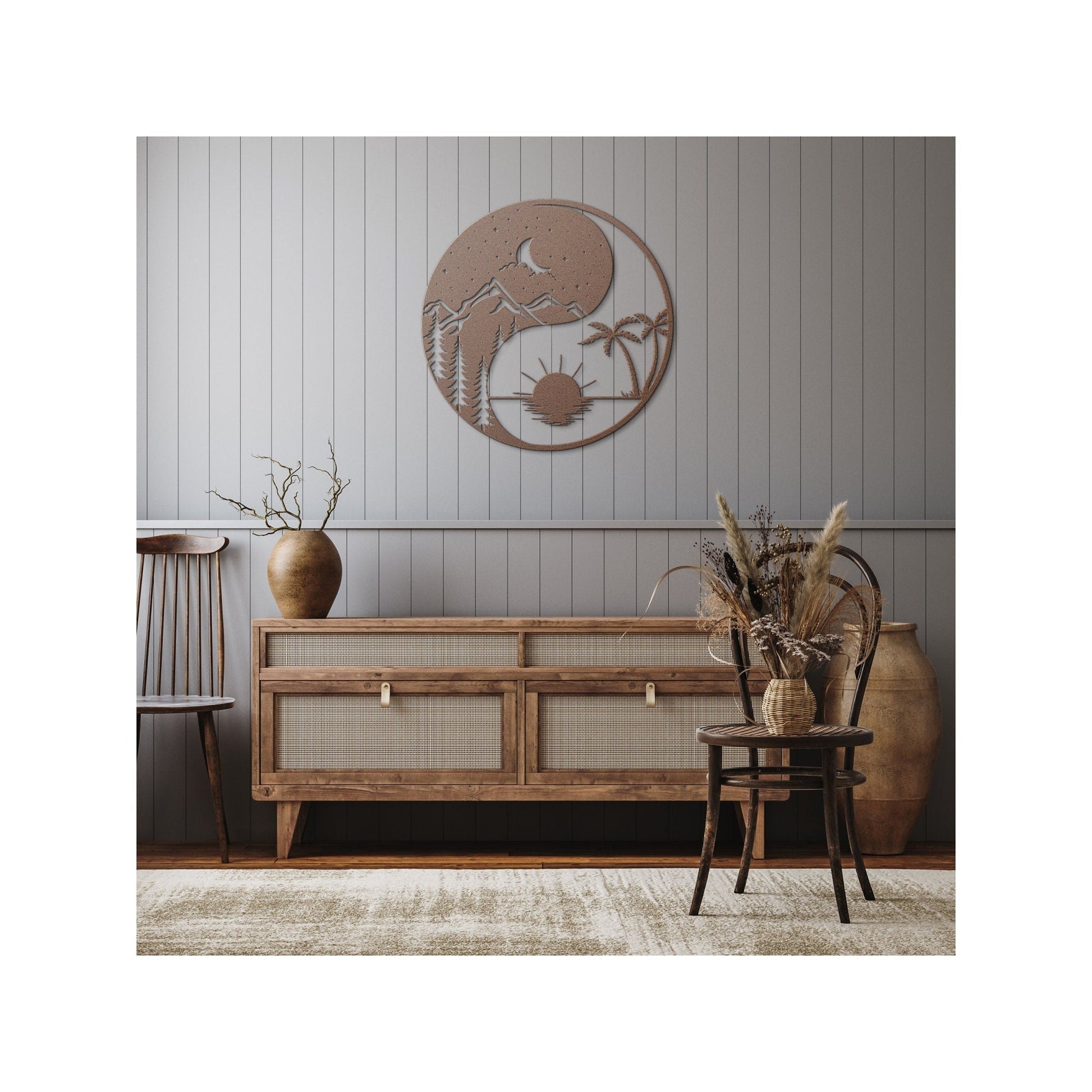 Sun And Moon Metal Sign, Ying Yang Metal Wall Art, Metal Sun And Moon Decor, Sun and Moon Wall Art, Housewarming Gift, Day and Night Sign