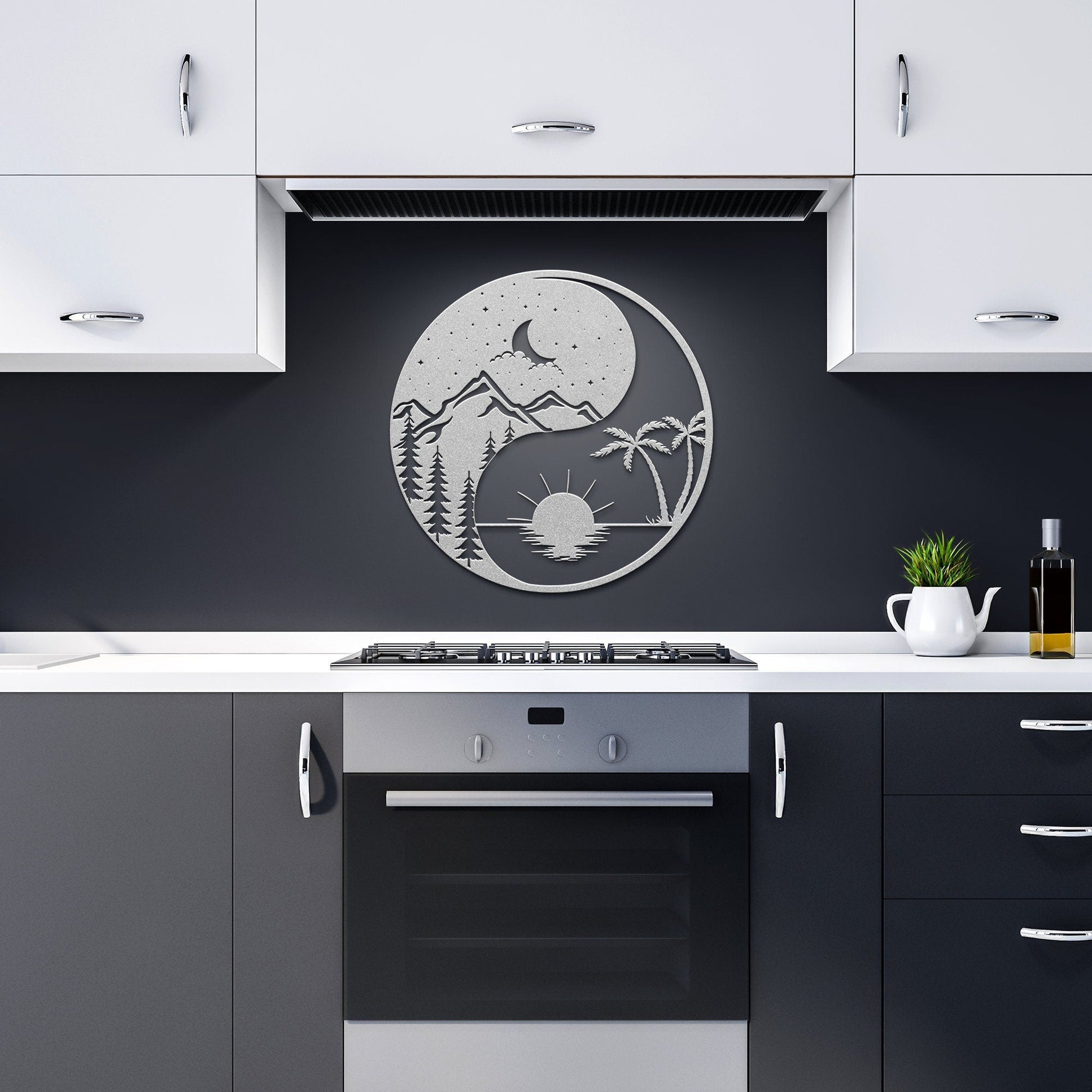 Sun And Moon Metal Sign, Ying Yang Metal Wall Art, Metal Sun And Moon Decor, Sun and Moon Wall Art, Housewarming Gift, Day and Night Sign