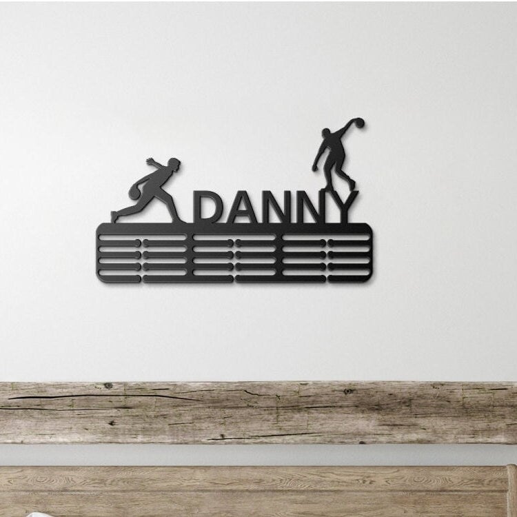Personalized Bowling Medal Hanger, Medal Display, Medal Holder For Kids, Sports Medal Rack, Sports Metal Sign, Bowling Ornament