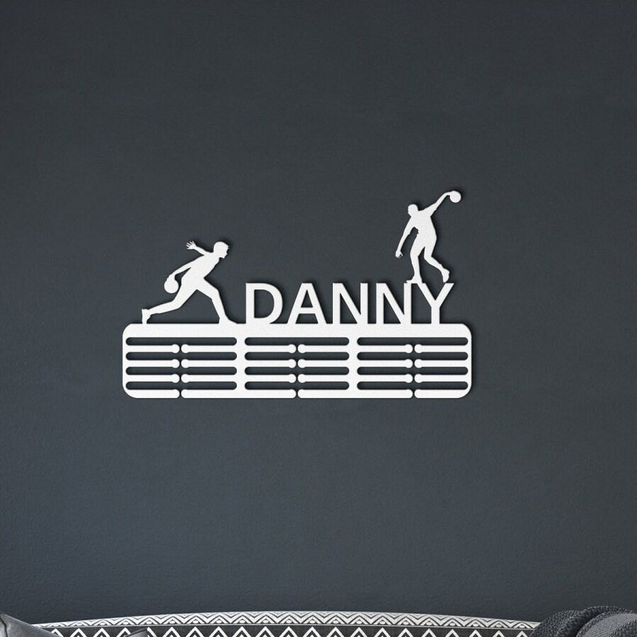 Personalized Bowling Medal Hanger, Medal Display, Medal Holder For Kids, Sports Medal Rack, Sports Metal Sign, Bowling Ornament