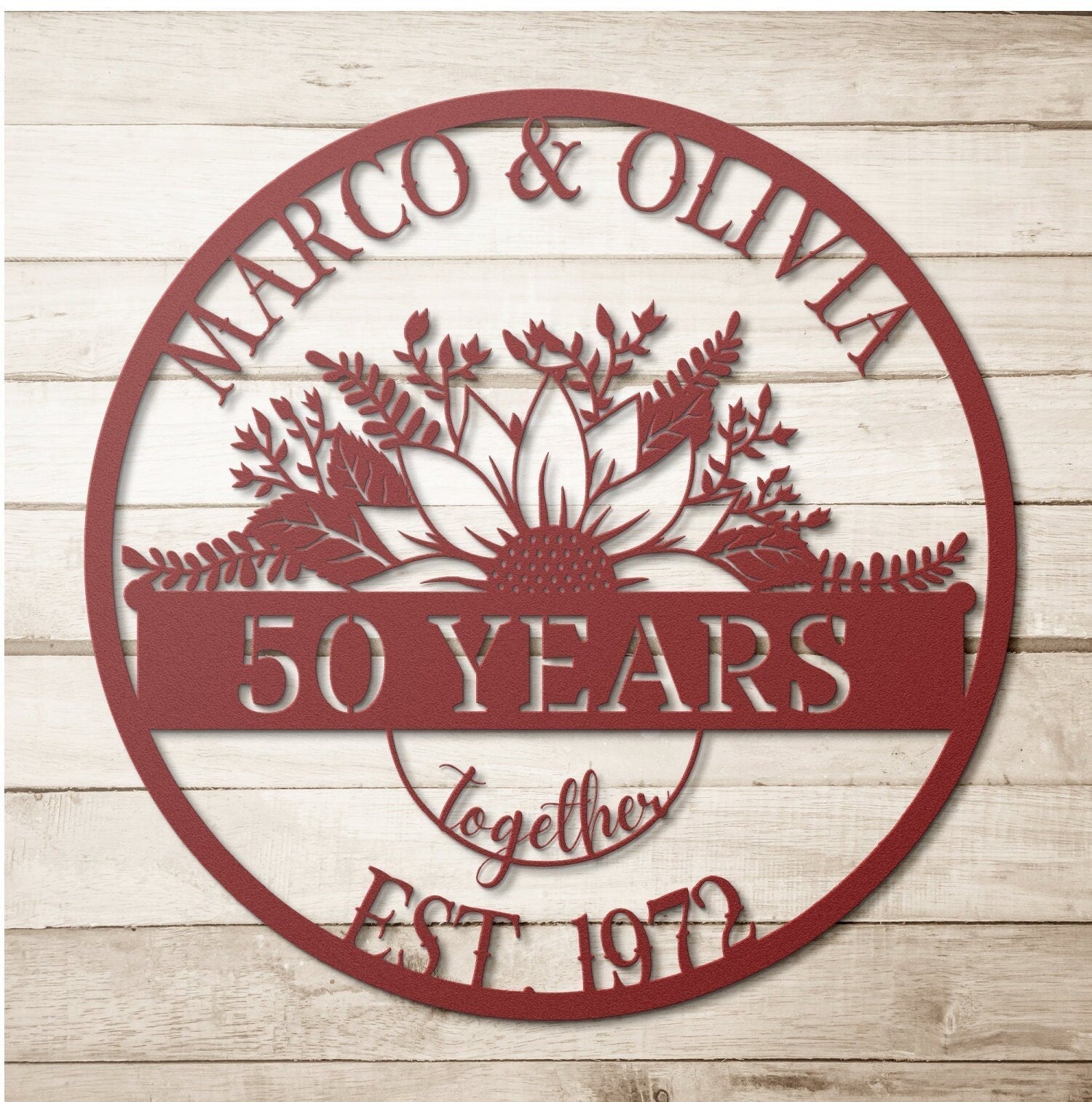 50th Anniversary Gifts For Parents, Wedding Anniversary Metal Sign, Golden Anniversary, 50th Anniversary Decor, 50 Year Anniversary Gift