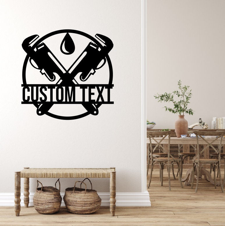 Personalized Plumbing Metal Wall Art / Plumber Wrench Metal Sign / Custom Steel Sign / Steel Metal Art / Custom Plumber Gift