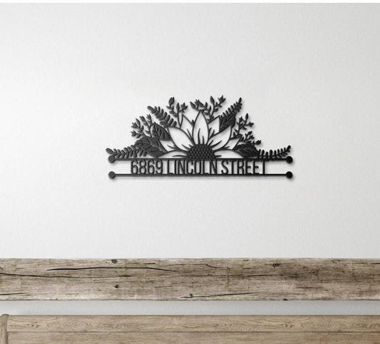 Personalized Metal Address Sign, Sunflower Address Sign, Metal House Numbers, Large Metal Sign, Metal Address Plaque, Custom Street Sign
