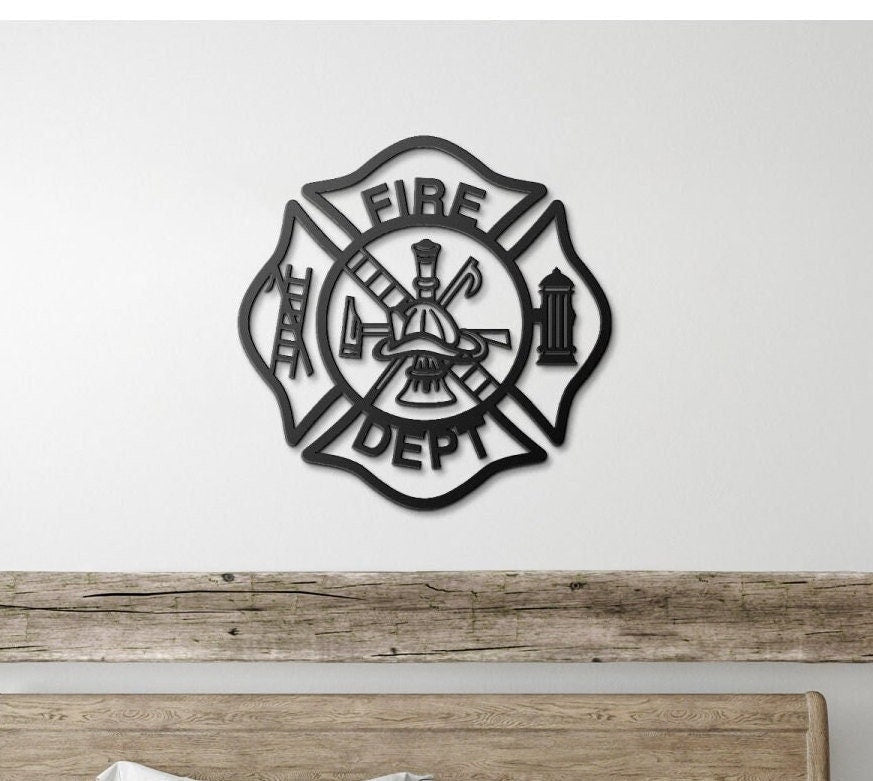 Fireman Maltese Cross Metal Art, Fireman Gift, Maltese Cross Decor, Wall Hanging Fireman Sign, Metal Fireman Wall Decor, Gift For Fireman