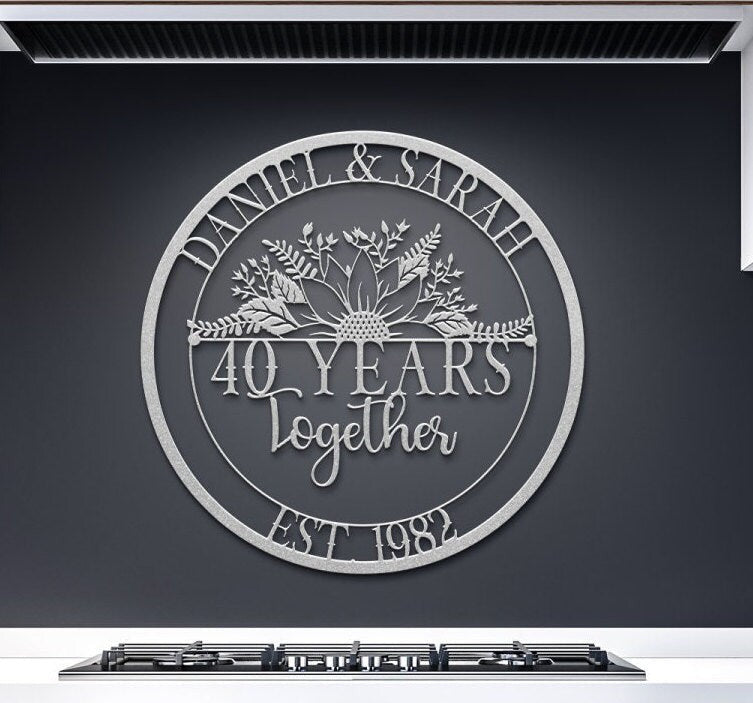 40th Anniversary Gift For Parents, Wedding Anniversary Metal Sign, Parents Anniversary Gift, Metal Wall Art