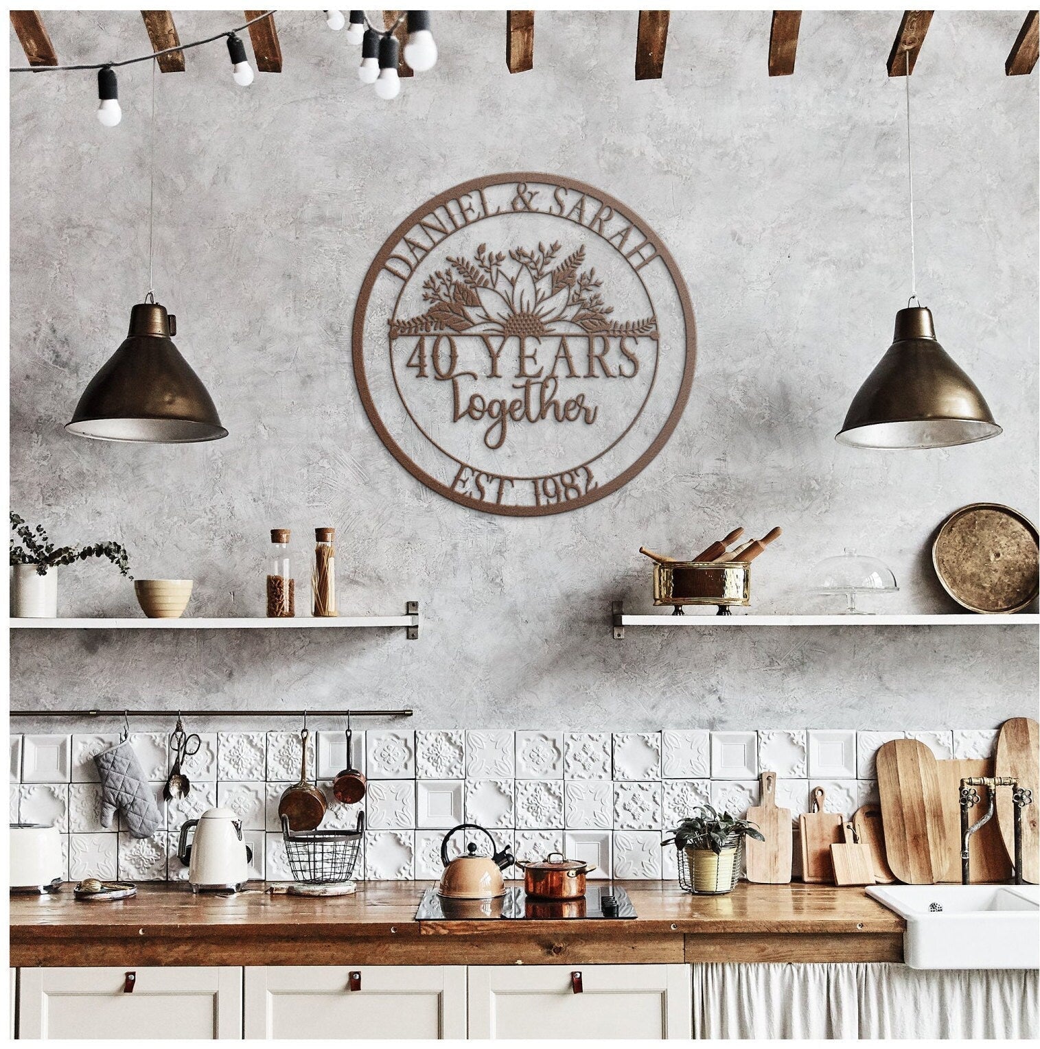 40th Anniversary Gift For Parents, Wedding Anniversary Metal Sign, Parents Anniversary Gift, Metal Wall Art