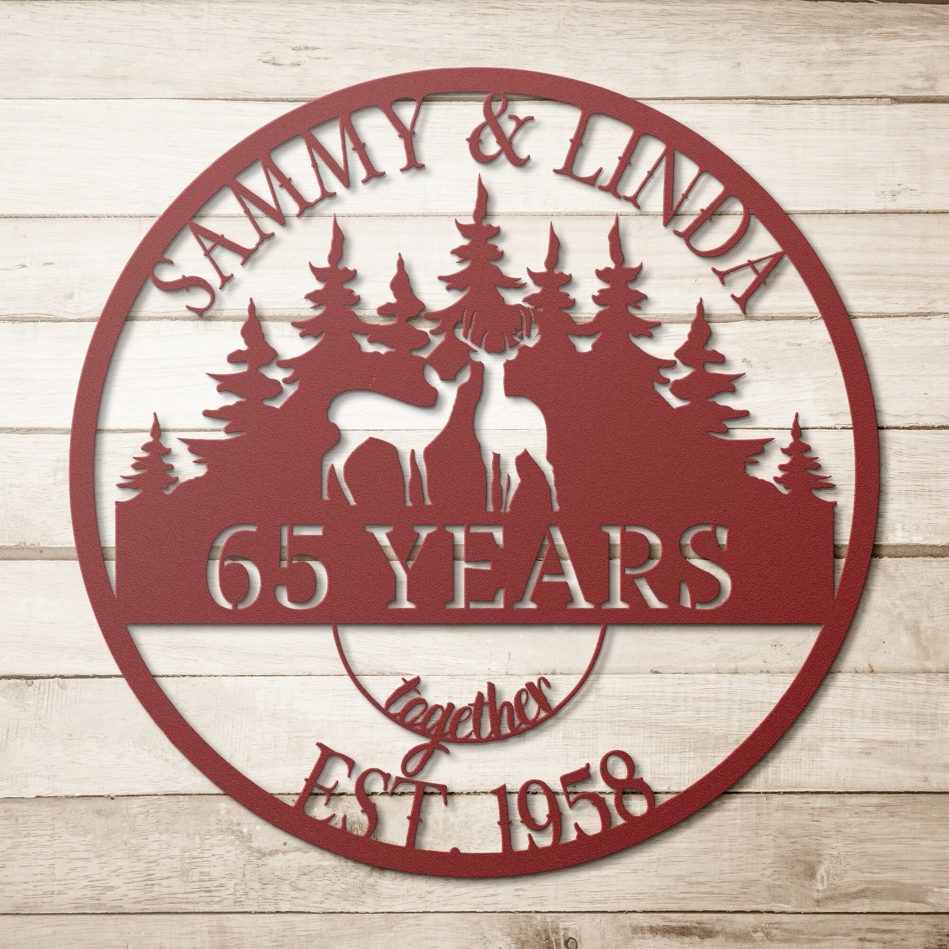 Personalized 65th Anniversary Metal Sign, Anniversary Gift For Parents, Wedding Anniversary, 65 Years Ornament, Wedding Metal Wall Art