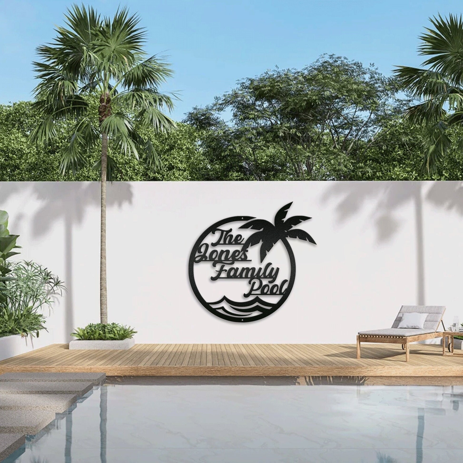 The Family Pool Personalized Metal Wall Art With LED, Great For Decorating Indoor Swimming Pool, Personalized Pool & Patio Metal Sign.