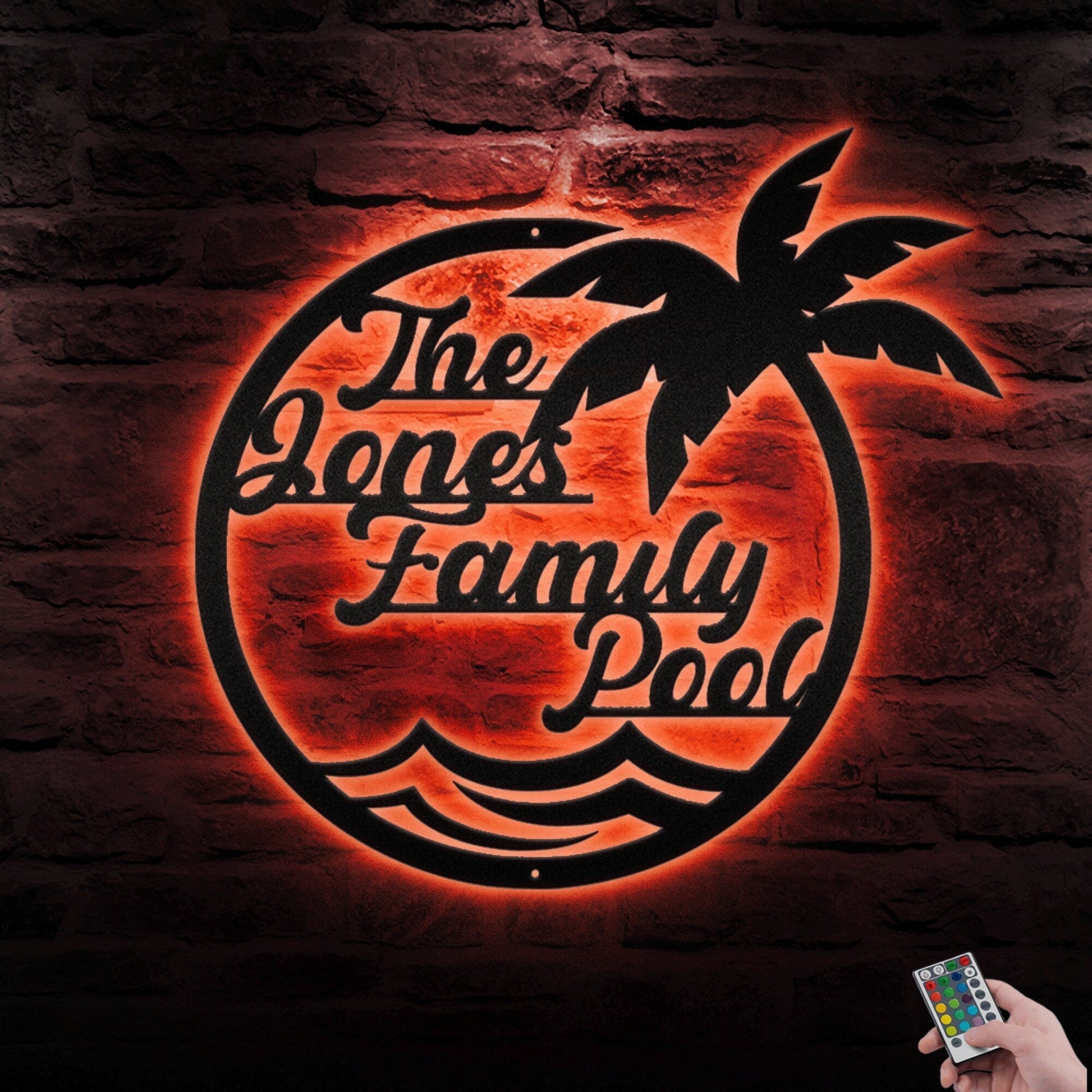 The Family Pool Personalized Metal Wall Art With LED, Great For Decorating Indoor Swimming Pool, Personalized Pool & Patio Metal Sign.