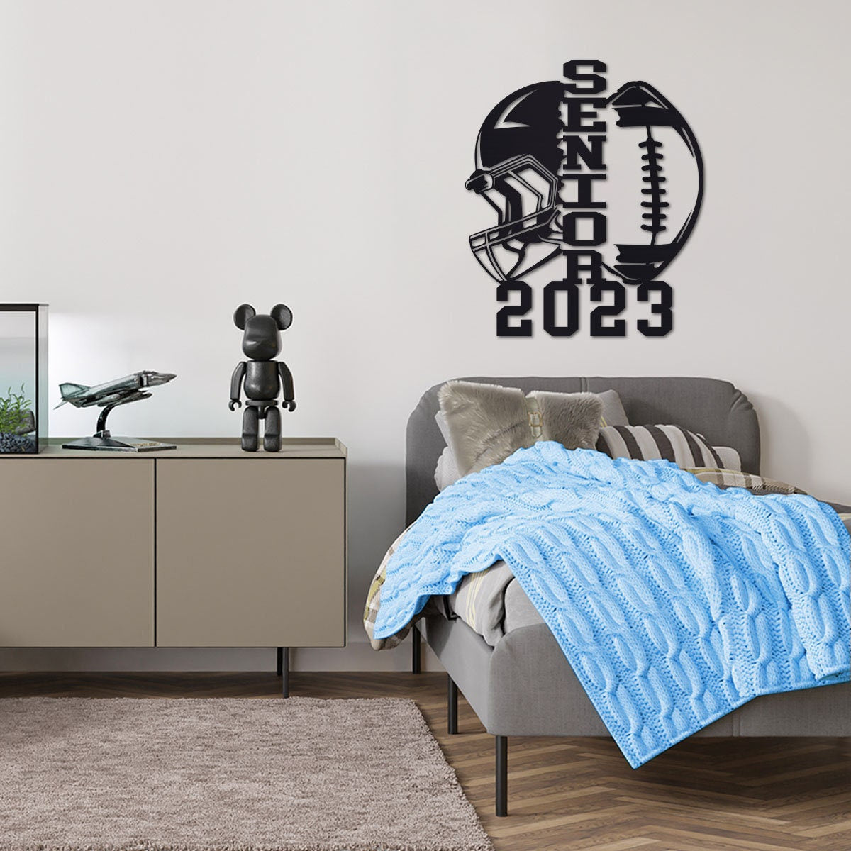 Metal Football Sign, Custom Metal Sign, Metal Name Sign, Football Name Sign, Football Kids Decor, Boy's Room Sign, Man Cave Sign