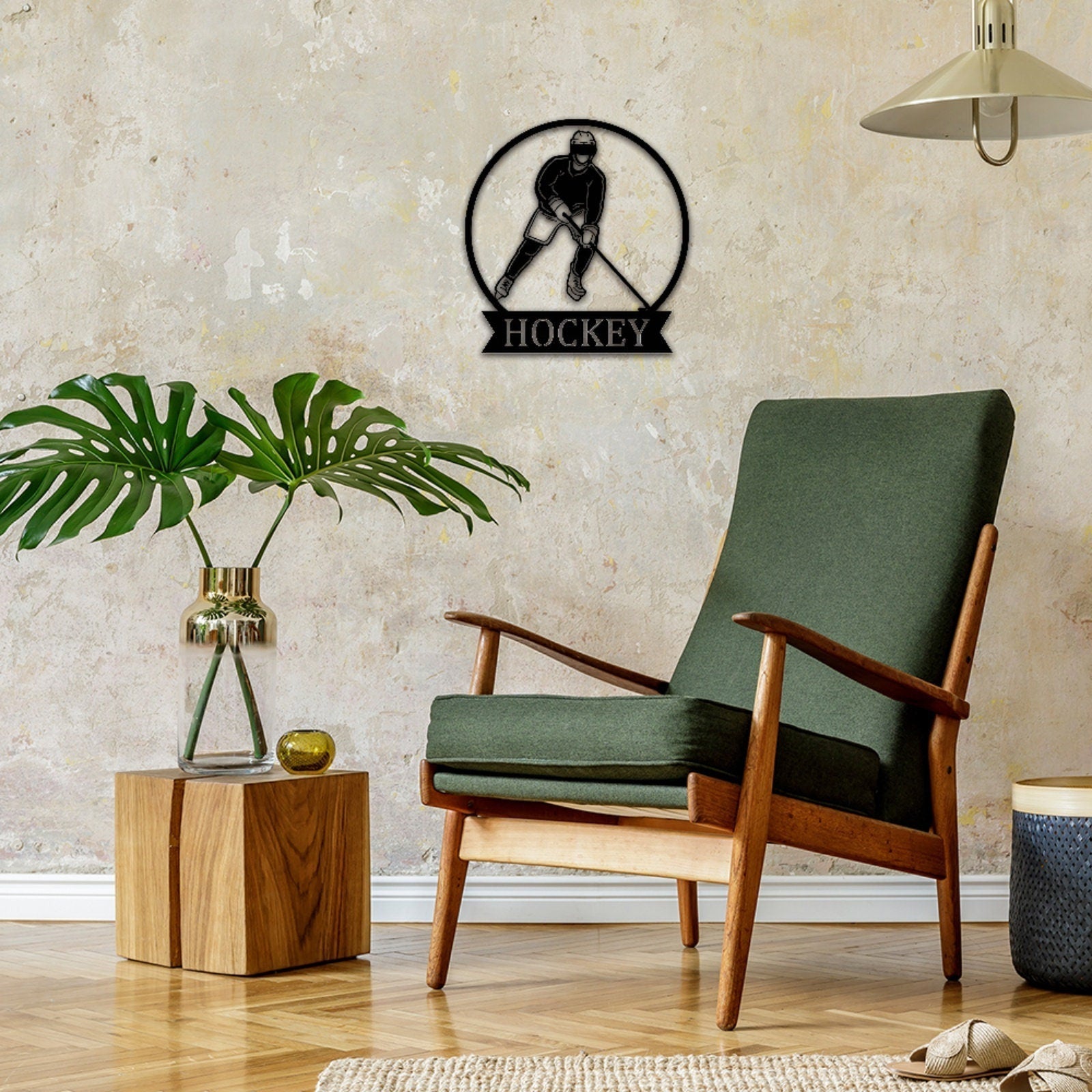 Personalized Hockey Metal Sign,Hockey Wall Decor,Hockey Stick Metal Wall Art,Custom Hockey Player Name Sign,Hockey sign for Kids Room Decor