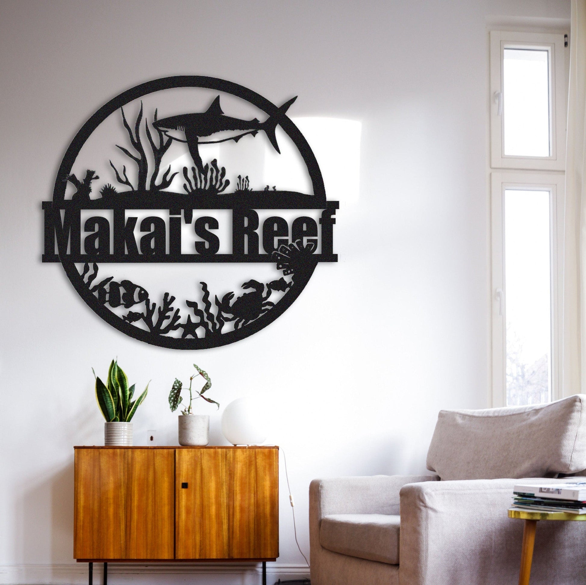 Custom Shark Metal Sign,Family Name Sign,Last Name Sign,Shark Wall Decor,Personalized Reef Wall Art,House Indoor Decor,Shark Lover Gift