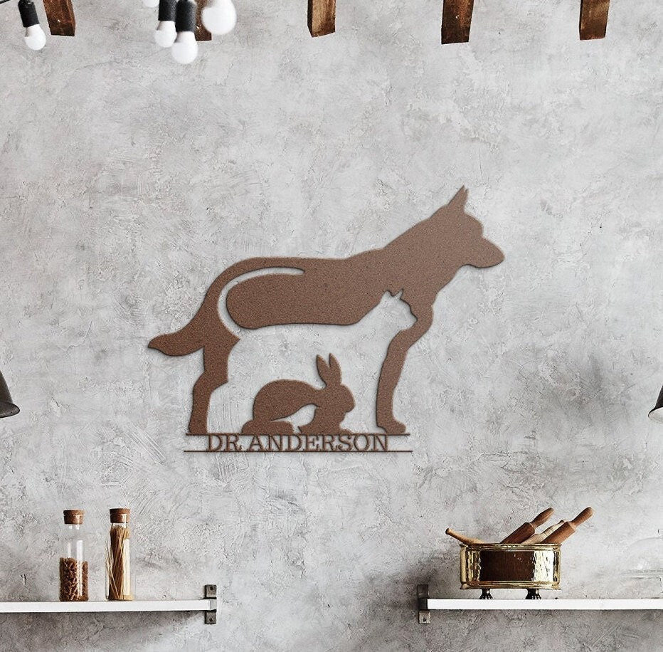 Copper Metal Vet Doctor Sign, Veterinary Gift, Personalized Vet Gift, Veterinary Art, Gift For Veterinarian, Veterinary Room Decor