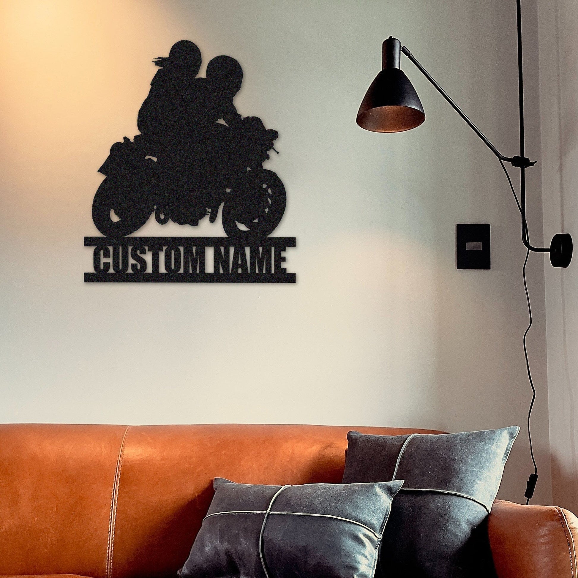 Personalized Motorcycle Metal Sign, Custom Motorbike Metal Art, Metal Garage Sign, Motorcycle Couple Sign, Motorcycle gift for couple, Motorcross