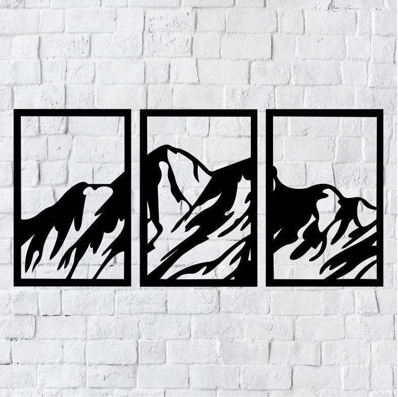 Three Piece Metal Wall Art Mountain / Metal Wall Art / 3 Piece Metal Wall Art / Metal Home Decor / Mountain Wall Art Decor