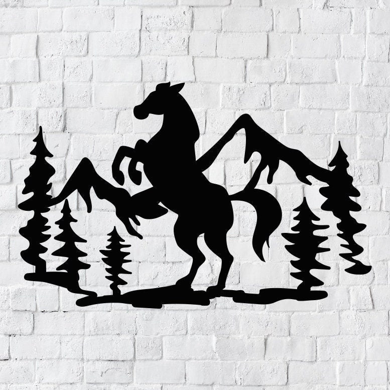 Horse & Mountain Metal Home Decor / Horses Wall Art / Horse Wall Art / Horse Wall Art / Wall Art / Metal Wall Decor