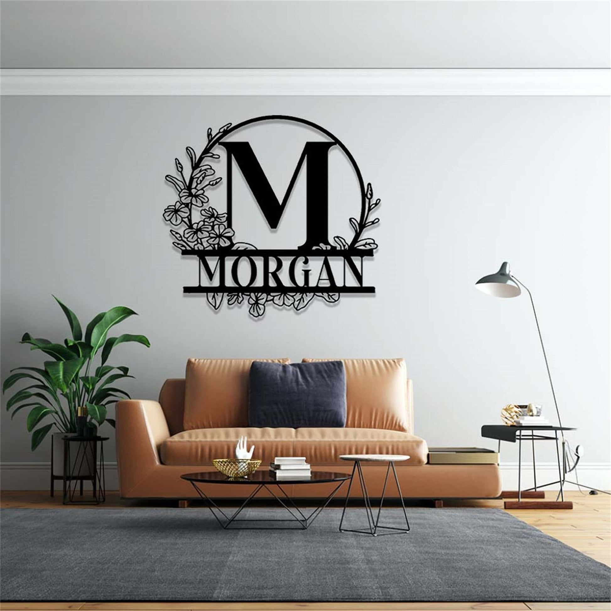 Custom Family Name Metal Sign,Monogram Sign Metal Wall Art,Last Name Sign Personalized,Wedding Gift,Initial Split Letter Monogram Wall Decor