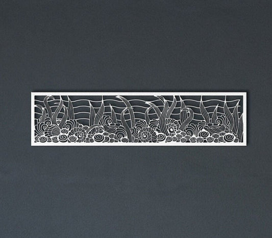 Underwater Sea World Metal Sign, Nautical Undersea Wall Decor, Ocean Seashells Metal Sign, Coral Reefs Wall Decor, Underwater Wall Sign