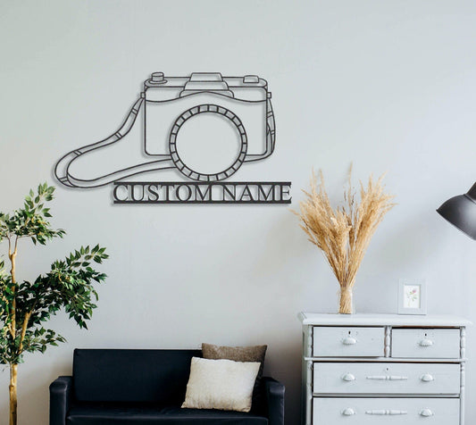 Custom Camera Metal Sign,Personalized Photographer Sign for Photograph Studio Decor,Gift for Photography Lover,Camera WallArt