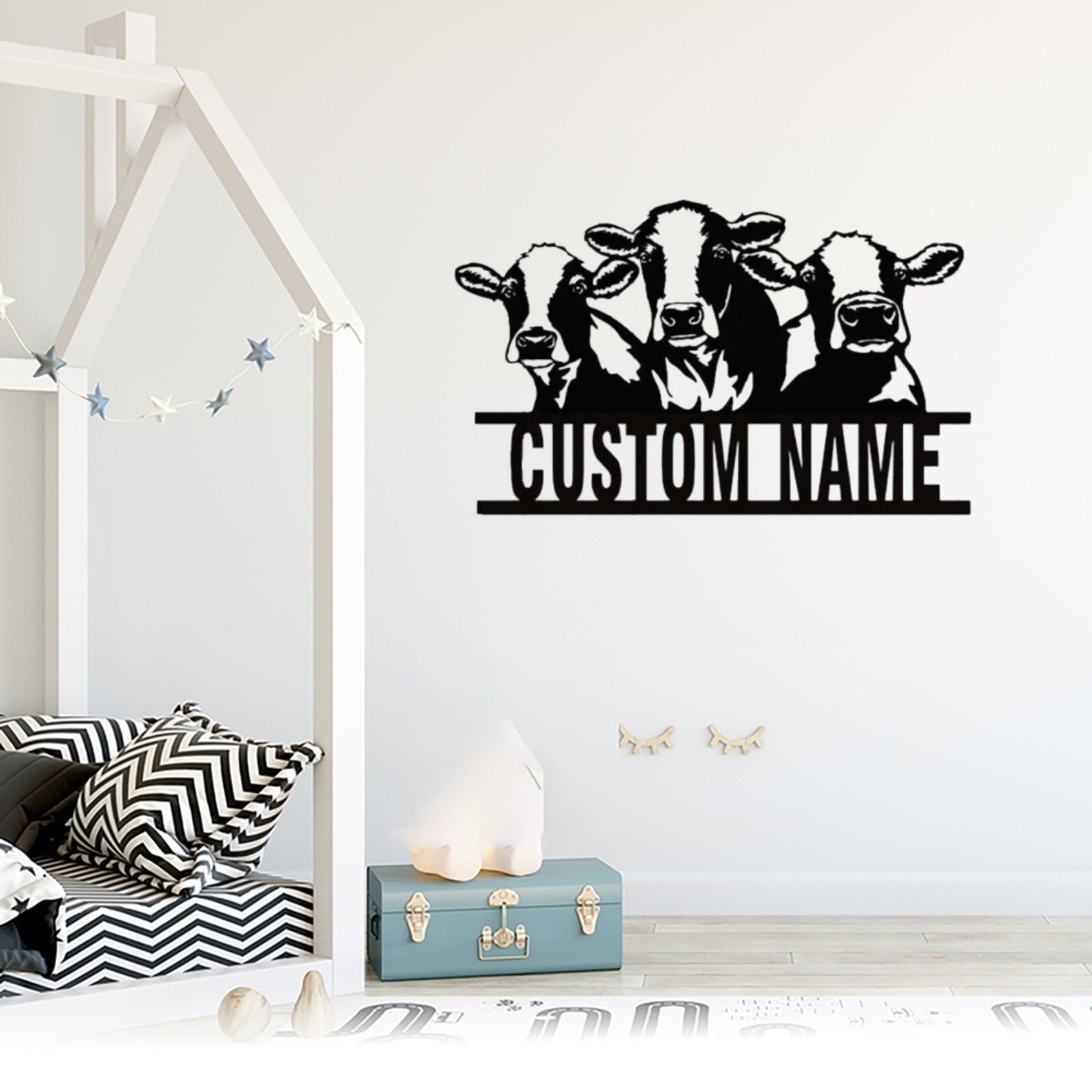 Custom Cow Sign Metal Cow Sign Personalized Cow Wall Art Sign Farmhouse Decor Cow Metal Wall Art Cow Cattle Metal Wall Art Cow Name Sign