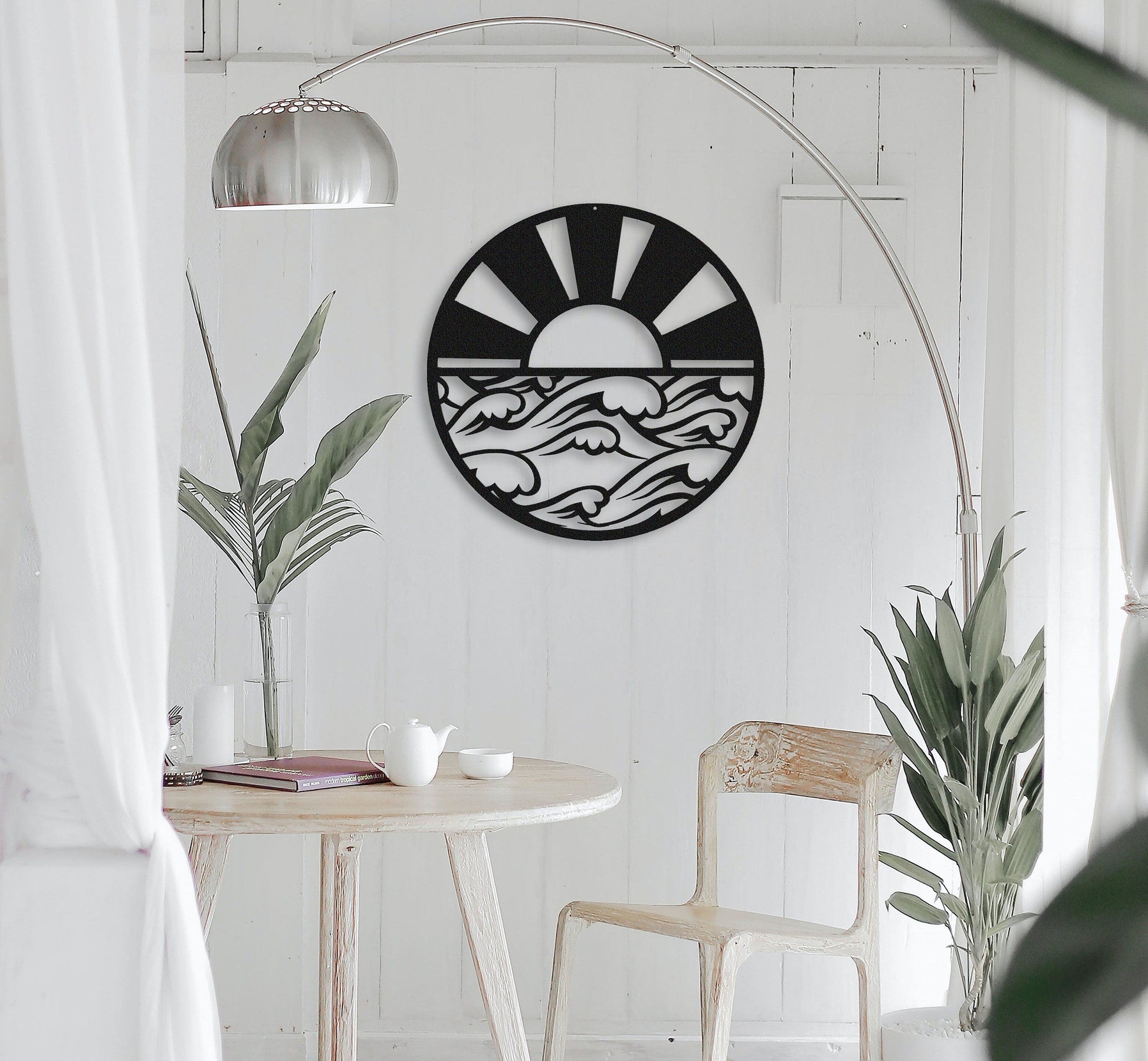 Sunrise Metal Sign,Sun and Waves Metal Wall Art,Room Decor,Beach Wall Art,Sun and Waves Decor,Wall Decor,Wall Art,Outdoor Wall Decor