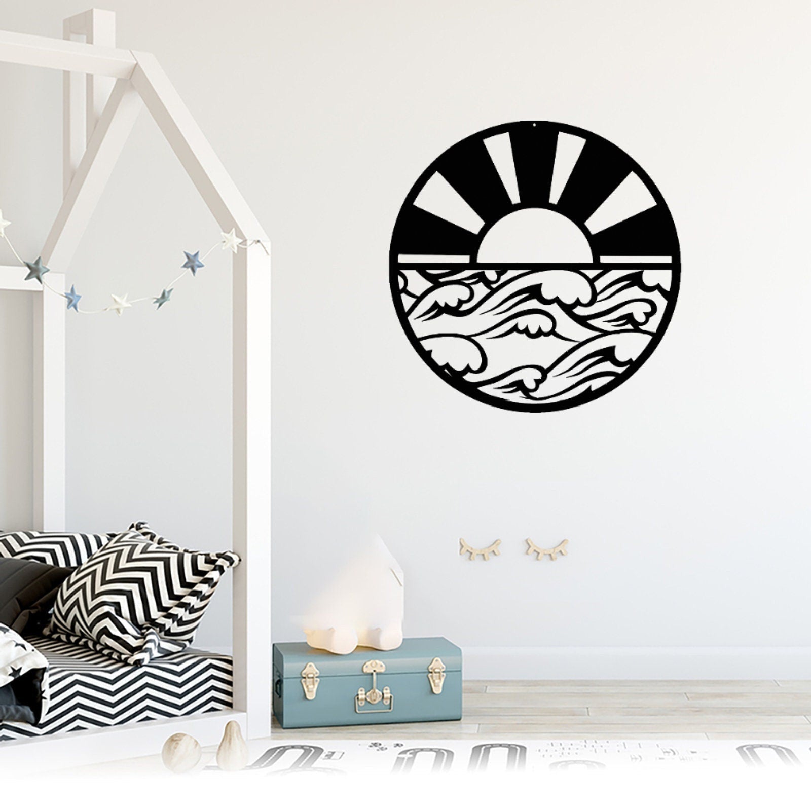 Sunrise Metal Sign,Sun and Waves Metal Wall Art,Room Decor,Beach Wall Art,Sun and Waves Decor,Wall Decor,Wall Art,Outdoor Wall Decor