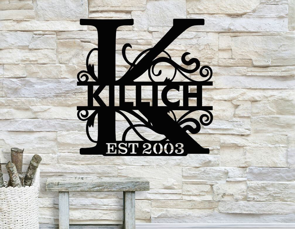 Personalized Family Name Metal Sign | Metal Name Monogram with Established Date | Housewarming Gift | Wedding Gift | Metal Monogram Sign