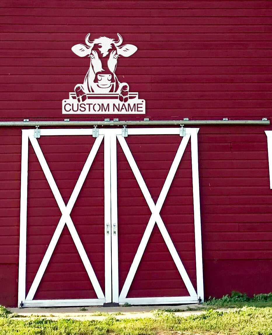 Custom Cow Metal Sign,Cow Wall Art,Cow Decor,Cow Farm Sign,Personalized Cow Farmhouse Decor,Farmer Name Sign,Farmer Gift,Cow Lover Gifts