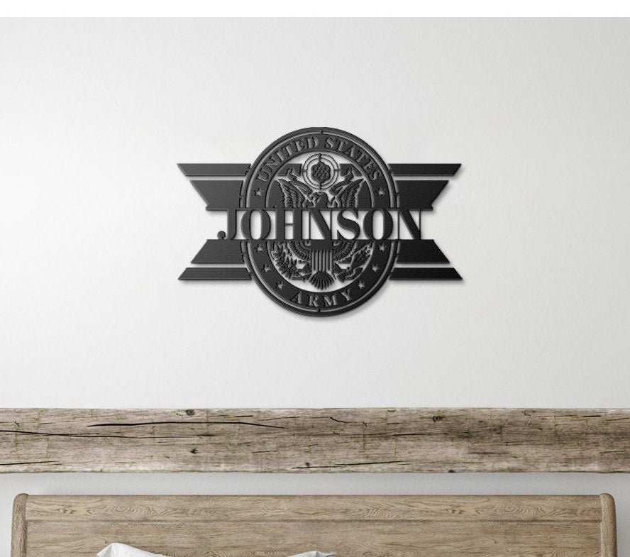 Army Retirement Gift, Custom Army Name Sign, Military Retirement Gift, Metal Sign For Army Soldier, Custom Army Emblem, Army Wall Hanging