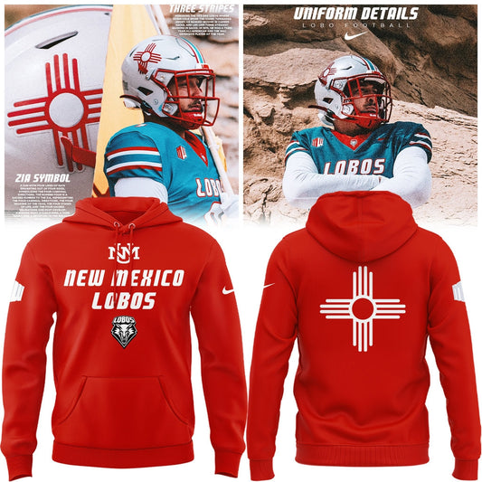 Special Edition New Mexico Lobos Wordmark Logo Uniform Hoodie - Red