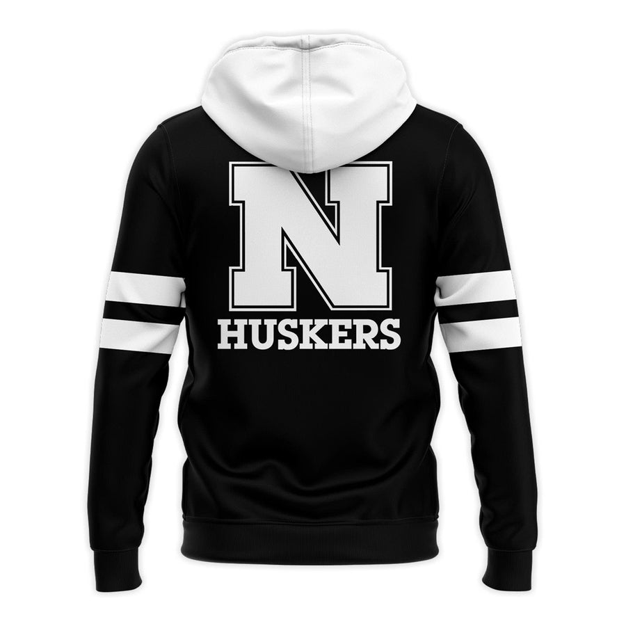Nebraska Football Blackout uniforms Hoodie 2025 Black And White