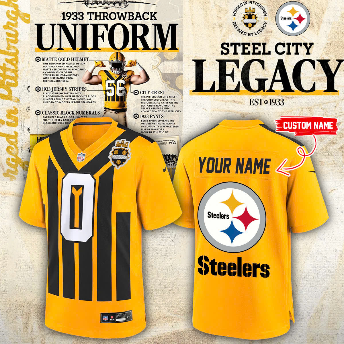 _Steelers 1933 throwback uniforms Jersey