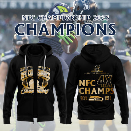 SSeahawks x 2025 NFC Conference Champions Hoodie Zip V3