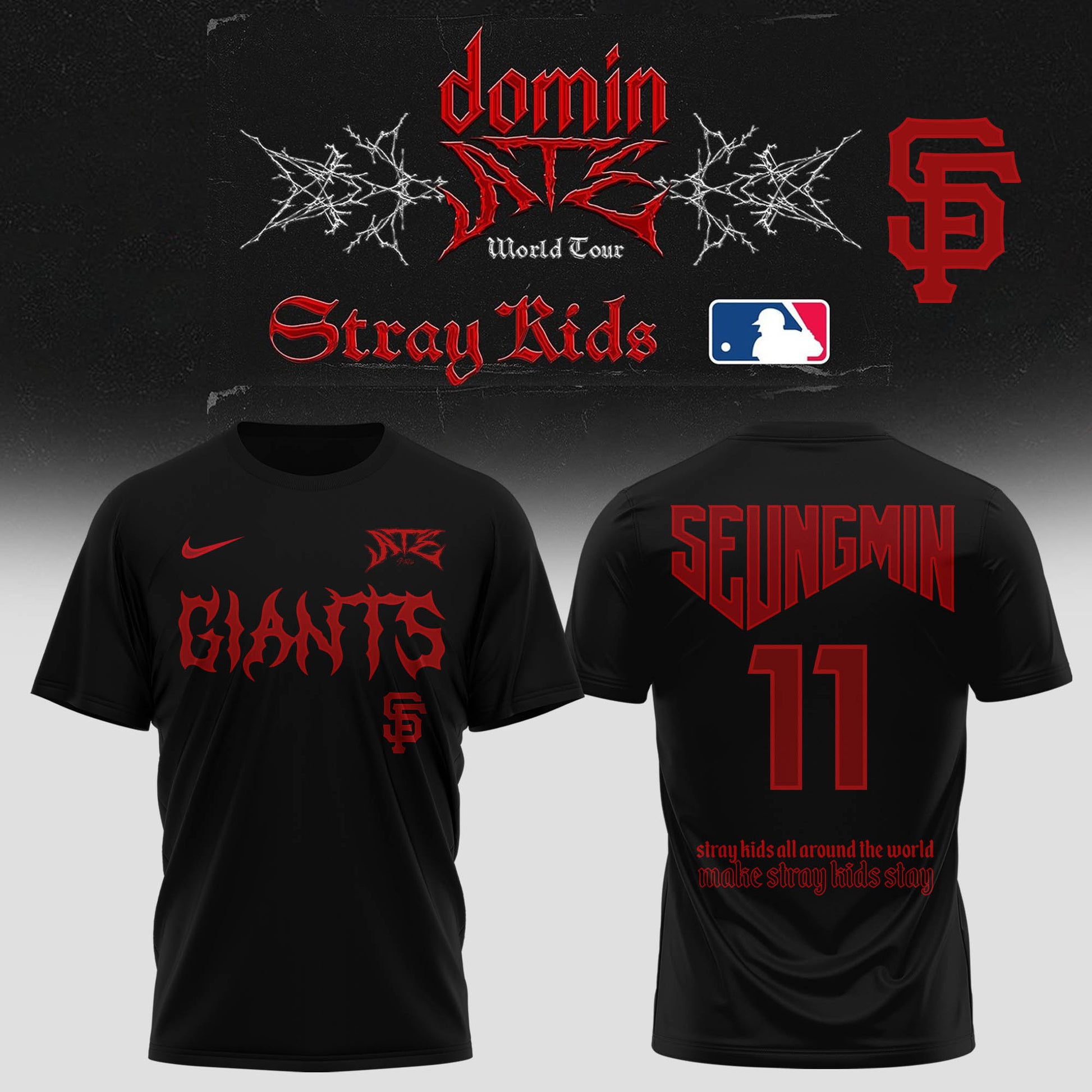 San Francisco Giants Baseball T-Shirt x Stray Kids – DominATE World Tour 2025