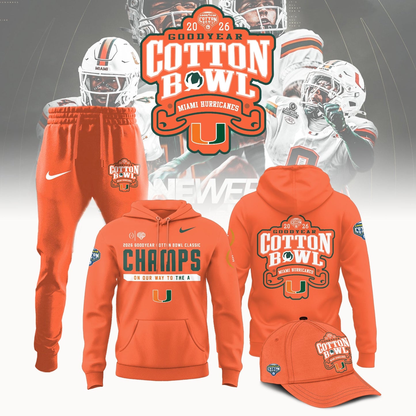 Miami Hurricanes Football Cotton Bowl Champions 2025 Combo Hoodie
