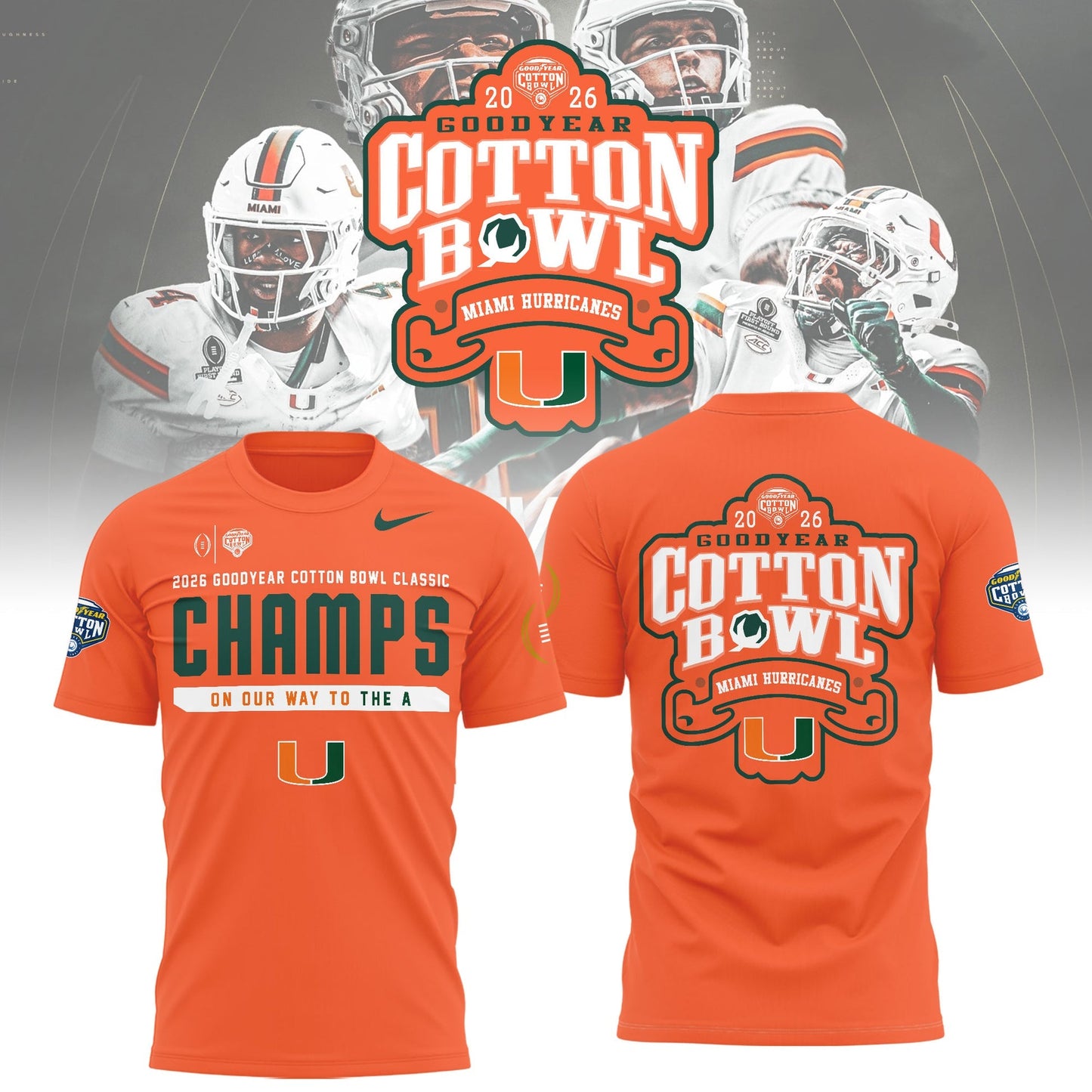 Miami Hurricanes Football Cotton Bowl Champions 2025 Combo T-Shirt