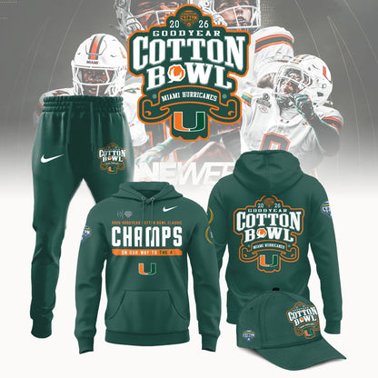 Miami Hurricanes Football Cotton Bowl Champions 2025 Combo Hoodie