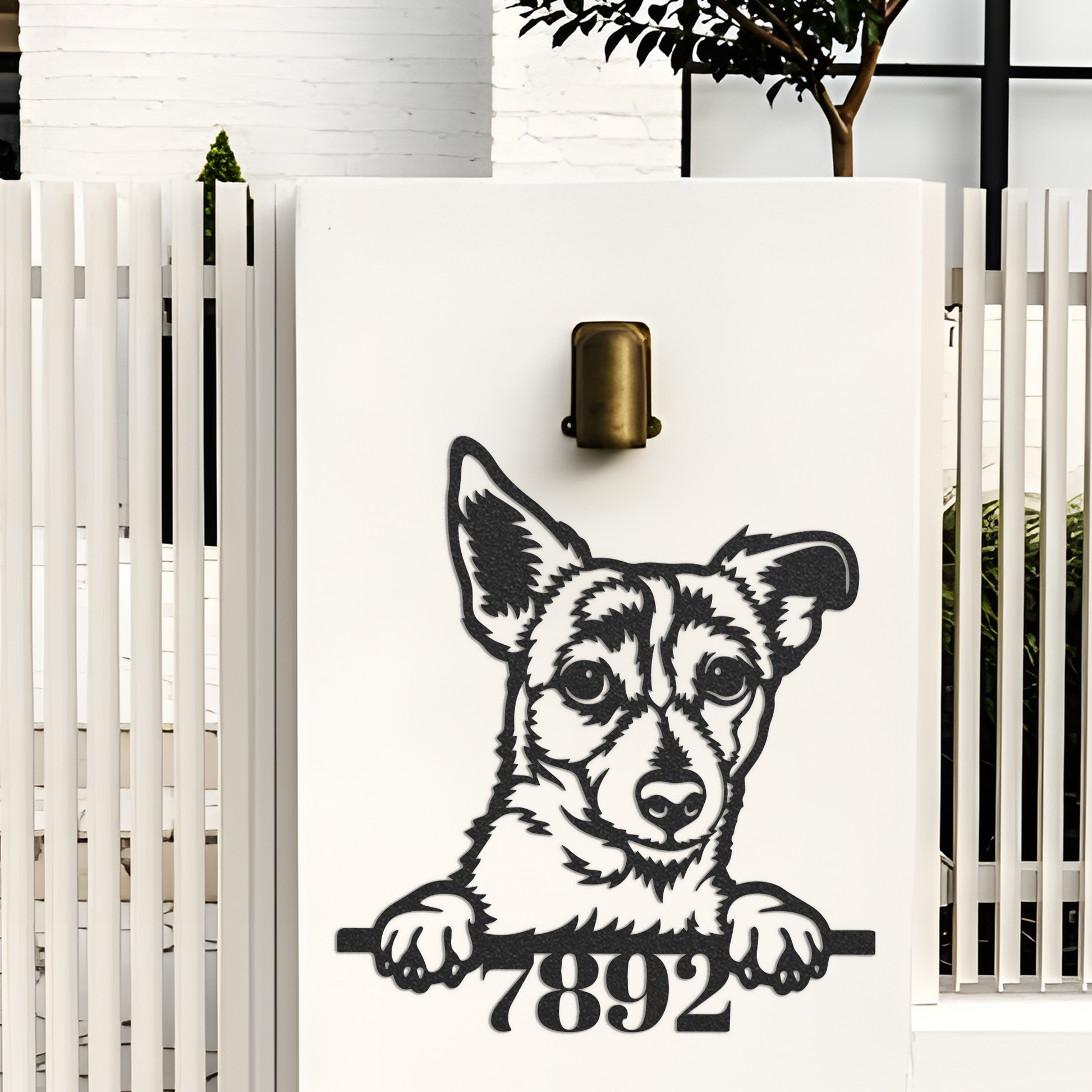Jack Russell Terrier Address Sign, Metal Terrier Wall Art, Large Metal Dog Sign, House Number Sign, Metal Address Sign, Metal Dog Art