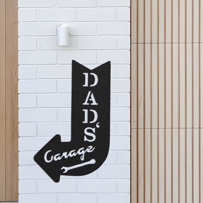 Dads Garage Sign / Metal Arrow Wall Art / Dad's Garage Arrow Art / Steel Metal Art / Dads Garage Home Decor / Metal Home Decor