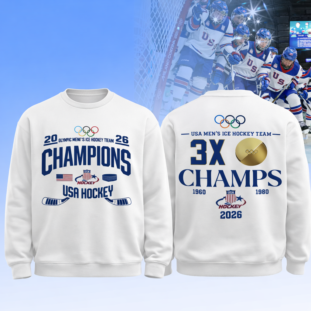 , Team USA 2026 Olympic Men’s Ice Hockey Champions Sweatshirt Limited Edition White