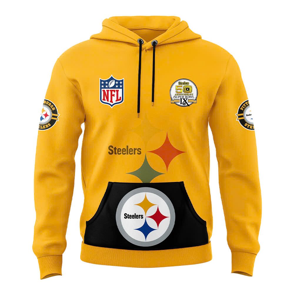 Pittsburgh Steelers Throwback 50th Anniversary Super Bowl Hoodie-DL1017241011