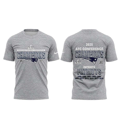 NE Patriots 2025 AFC Champions Gray Shirt
