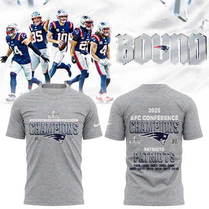 NE Patriots 2025 AFC Champions Gray Shirt