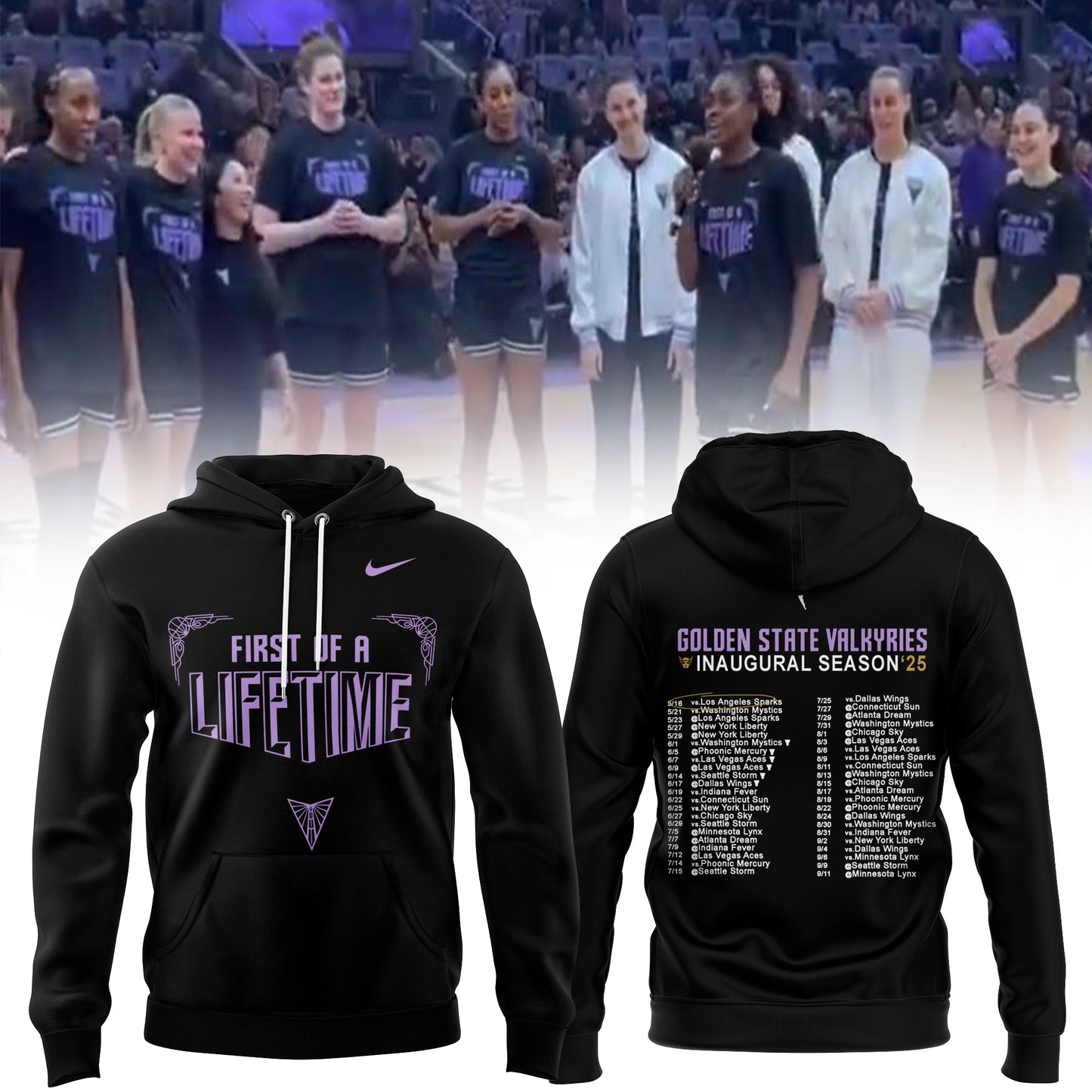 Golden State Valkyries 2025 Inaugural Season First of a Lifetime Schedule Hoodie