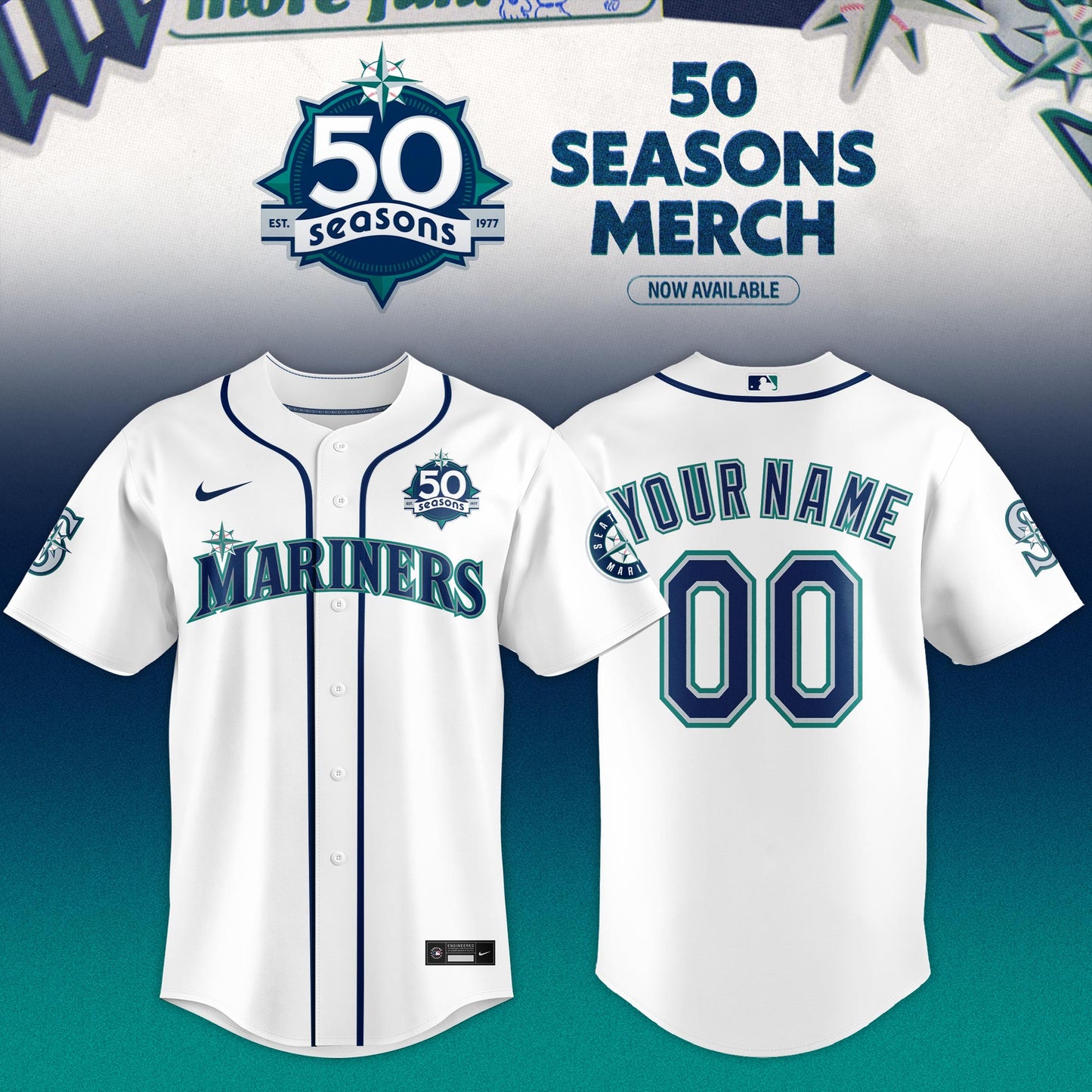 _ Seattle Mariners 50 Seasons Celebration Special Edition Custom Jersey – White