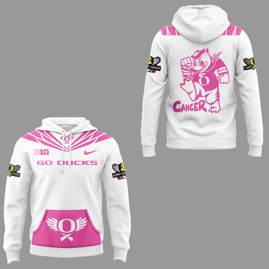 Limited Edition Oregon Ducks Breast Cancer Hoodie V4
